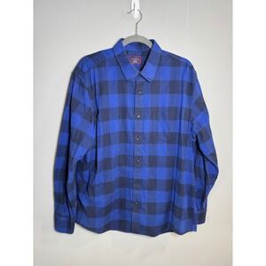 UNTUCKit Mens XL Blue Navy Buffalo Plaid Flannel Button Down Shirt Cotton